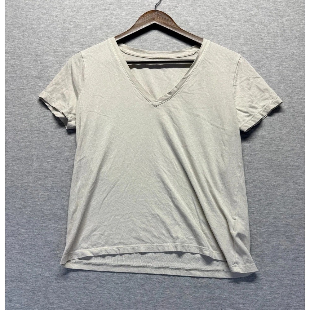 Madewell Softfade Cotton T Shirt Womens Medium Beige V-Neck Casual Everyday Wear